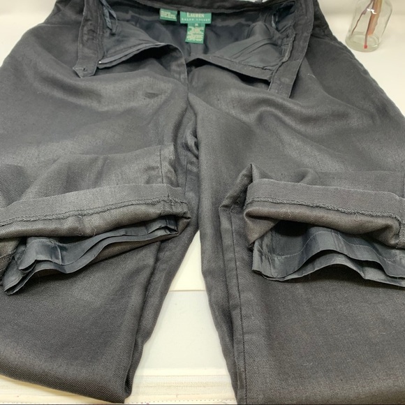 Lauren Ralph Lauren Black Linen Pleated Front High Rise Lined Trousers Pants 14 - Picture 9 of 16